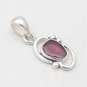 925 Silver Natural Garnet Slice Pendants