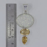 925 Silver White Titanium Druzy Pendant