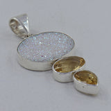 925 Silver White Titanium Druzy Pendant