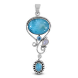 Larimar 925 Sterling Silver Pendant