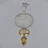 White Titanium Druzy 925 Sterling Silver Pendant