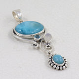 925 Sterling Silver Larimar Pendant