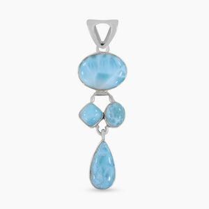 925 Sterling Silver Natural Larimar Pendants