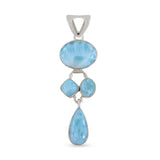 925 Sterling Silver Natural Larimar Pendant