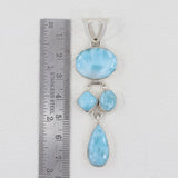 Natural Blue Larimar 925 Sterling Silver Pendant