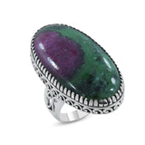 Ruby Zoisite Silver Ring