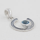 925 Sterling Silver Blue Topaz Pendant