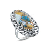 Turquoise Oyster Jasper Designer Ring in 925 Sterling Silver