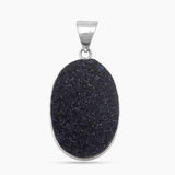 Blue Druzy Quartz Silver Pendants