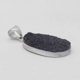 Blue Druzy Quartz Silver Pendants