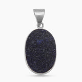 Blue Druzy Quartz Silver Pendants