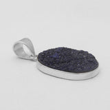 Blue Druzy Quartz Silver Pendants