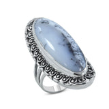 Blue Lace Agate Designer Ring in 925 Sterling Silver