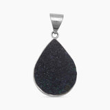Blue Druzy Quartz Silver Pendants