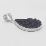 Blue Druzy Quartz Silver Pendants