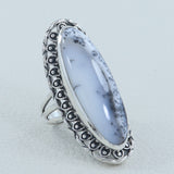 Blue Lace Agate Designer Ring in 925 Sterling Silver