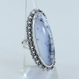 Blue Lace Agate Designer Ring in 925 Sterling Silver