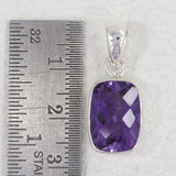 Amethyst Checker Cut Silver Pendant