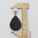 Blue Druzy Quartz Silver Pendants