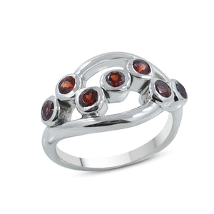 925 Sterling Silver Ring with Garnet Gemstones