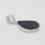 Blue Druzy Quartz Silver Pendants