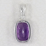 Amethyst Checker Cut Silver Pendant