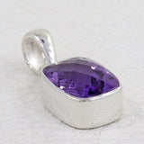 Amethyst Checker Cut Silver Pendant