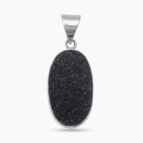 Blue Druzy Quartz Silver Pendants