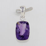 Amethyst Checker Cut Silver Pendant