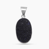 Blue Druzy Quartz Silver Pendants