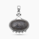 Black Coral Silver Pendants