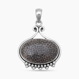 Black Coral Silver Pendants