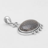 Black Coral Silver Pendants