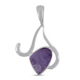 Raw Amethyst Pendant 925 Sterling Silver Pendant