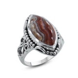 Crazy Lace Agate Silver  Ring