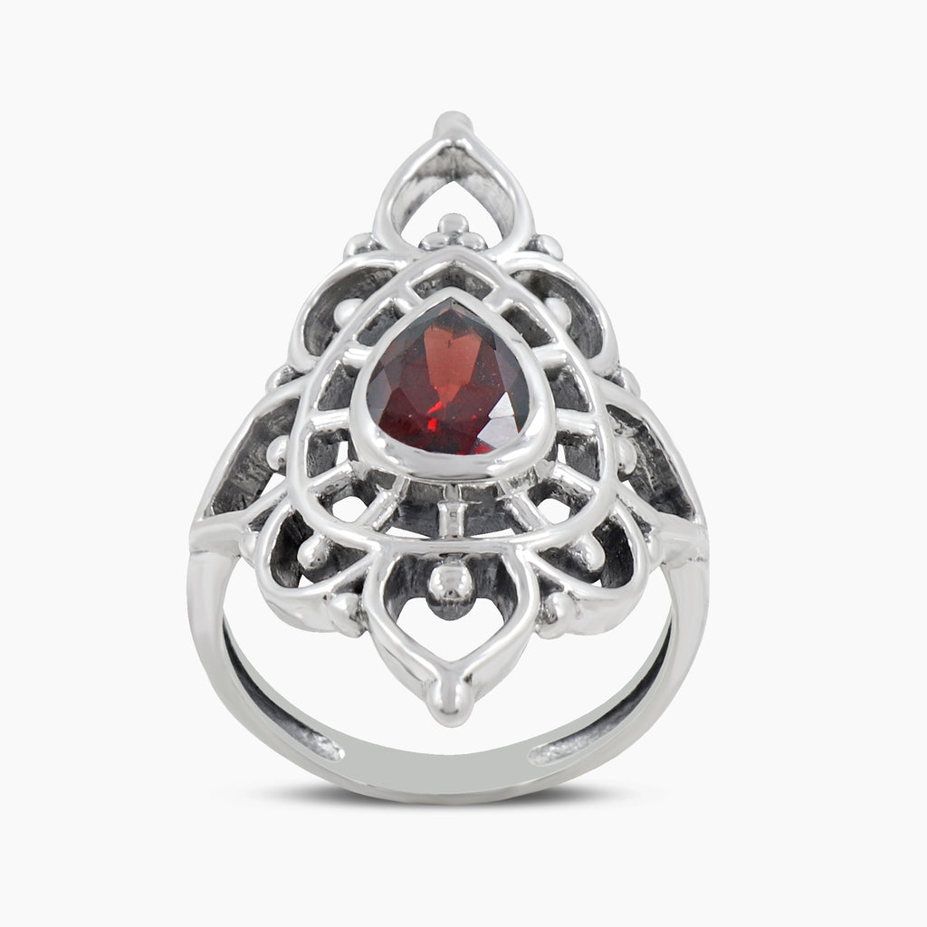 Garnet Silver Rings