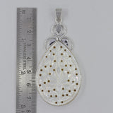 Floral Carved Mother Of Pearl Silver Pendant