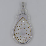 Floral Carved Mother Of Pearl Silver Pendant