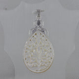 Floral Carved Mother Of Pearl Silver Pendant