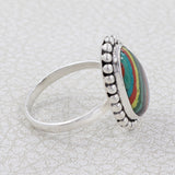 Rainbow Calsilica Silver Ring