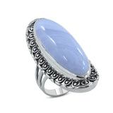 Blue Lace Agate Designer Ring in 925 Sterling Silver