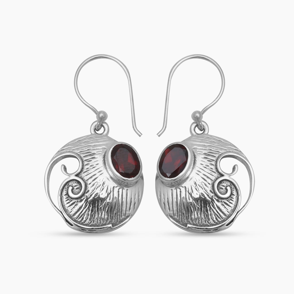 925 Sterling Silver Garnet Earrings