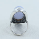 Blue Lace Agate Designer Ring in 925 Sterling Silver