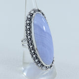 Blue Lace Agate Designer Ring in 925 Sterling Silver