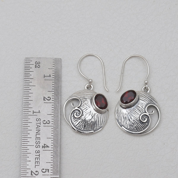 925 Sterling Silver Garnet Earrings