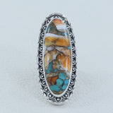 Blue Lace Agate Designer Ring in 925 Sterling Silver