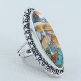 Blue Lace Agate Designer Ring in 925 Sterling Silver