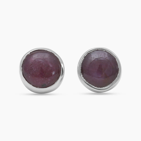 Ruby Silver Stud Earrings