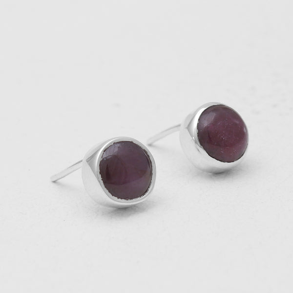 Ruby Silver Stud Earrings