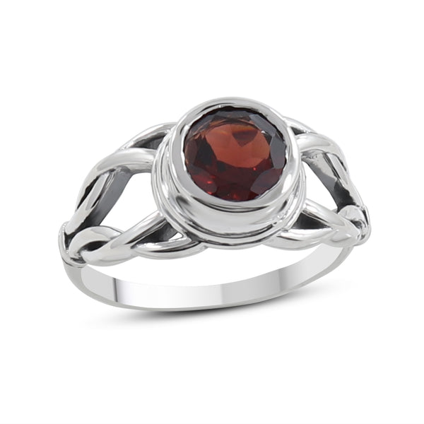 Red Garnet Silver Rings